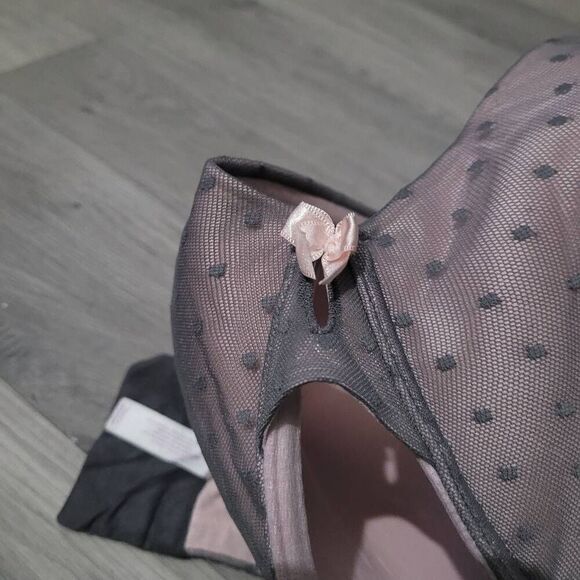 Cacique 44G grey polka dot mesh bra with pink lining underwired - Picture 3 of 10